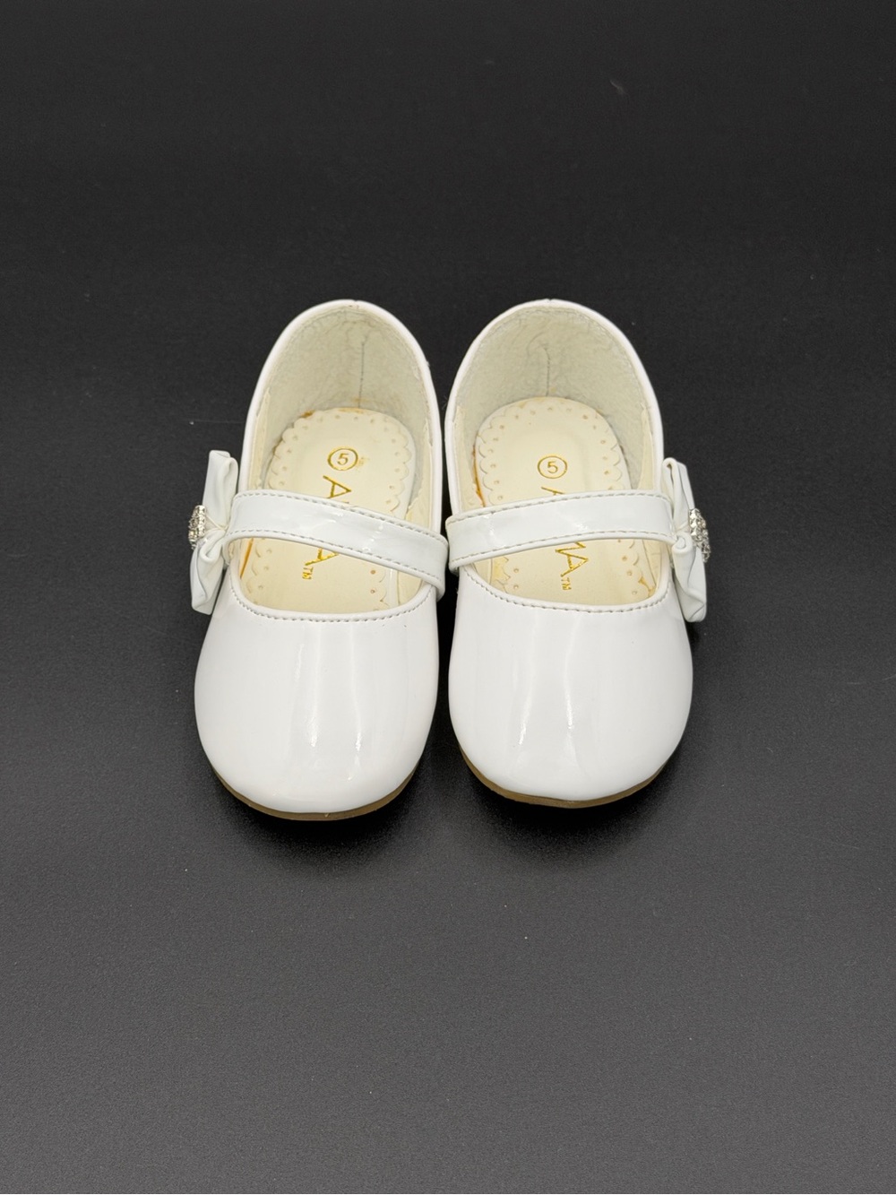 ANNA Patent Bow Mary Jane Dress Shoes | White | Toddler/Baby Girls Size 5 - Picture 3 of 8